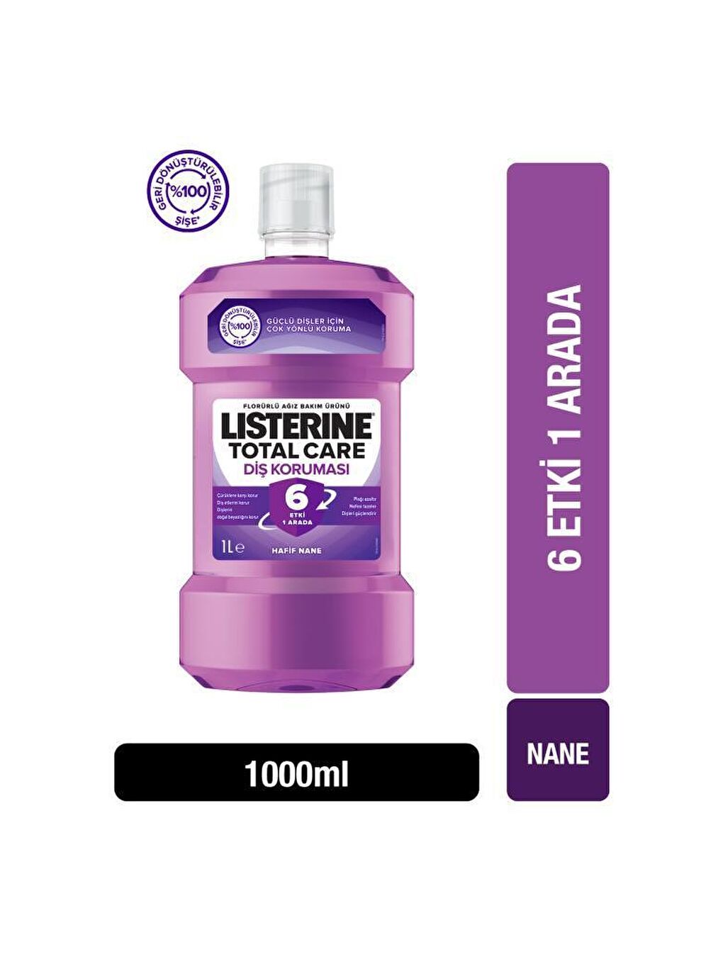 Listerine Renksiz Mouthwash Total Care Sifir Alkol Nane Aromali Ağiz Bakim Suyu 1000 ml