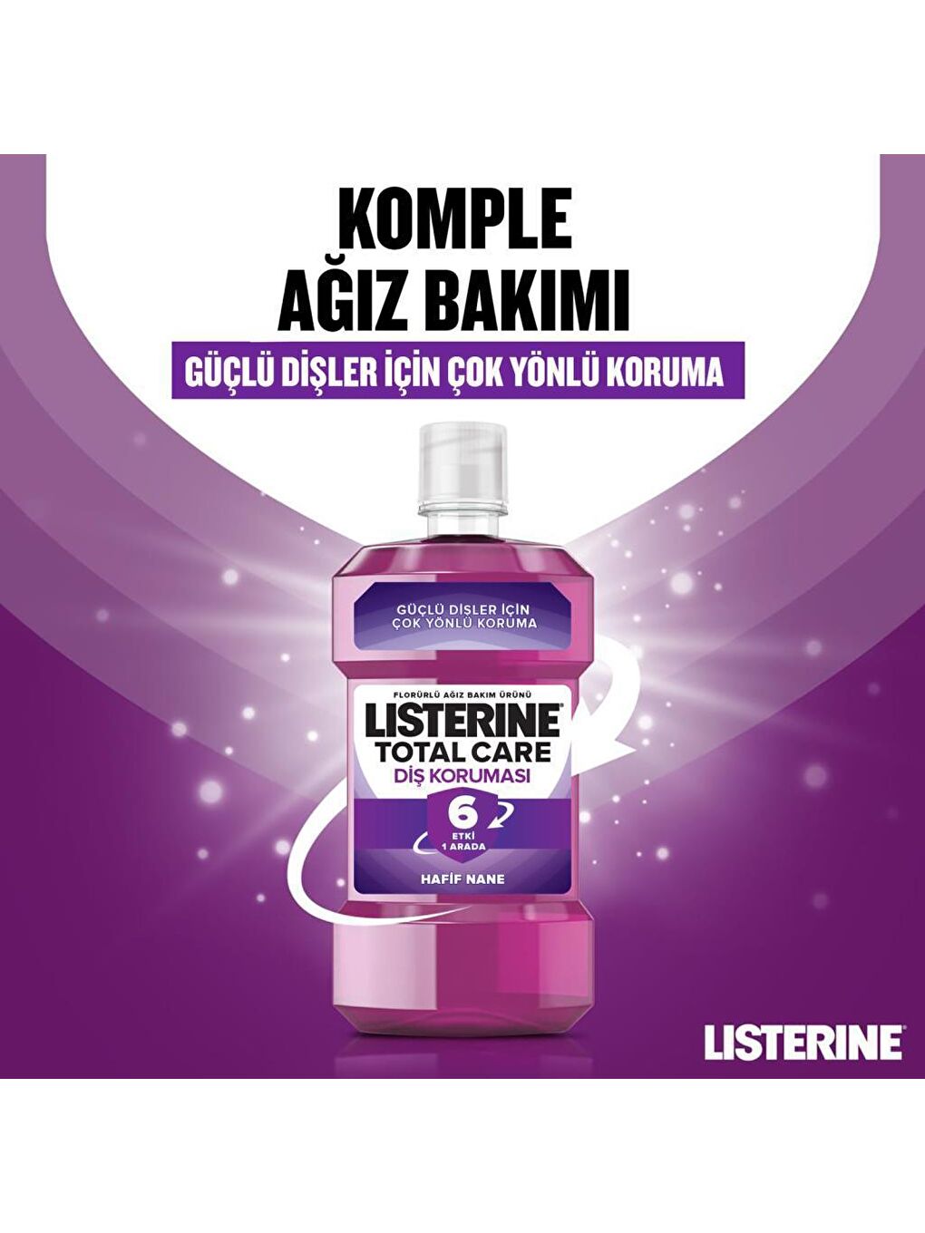 Listerine Renksiz Mouthwash Total Care Sifir Alkol Nane Aromali Ağiz Bakim Suyu 1000 ml - 1