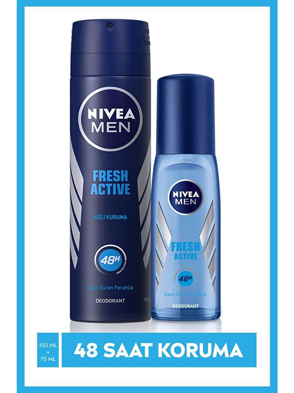 NIVEA Şeffaf Men Fresh Active Deodorant Ve Pump Sprey Seti 150 ml, 48 Saat Anti-Perspirant Koruması