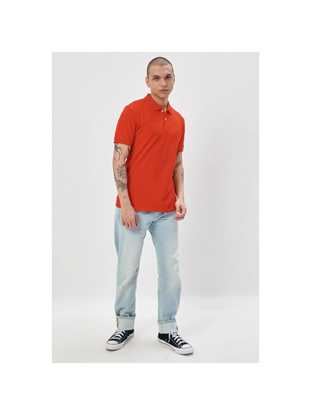 Turuncu Erkek Pembe Polo Tişört-3