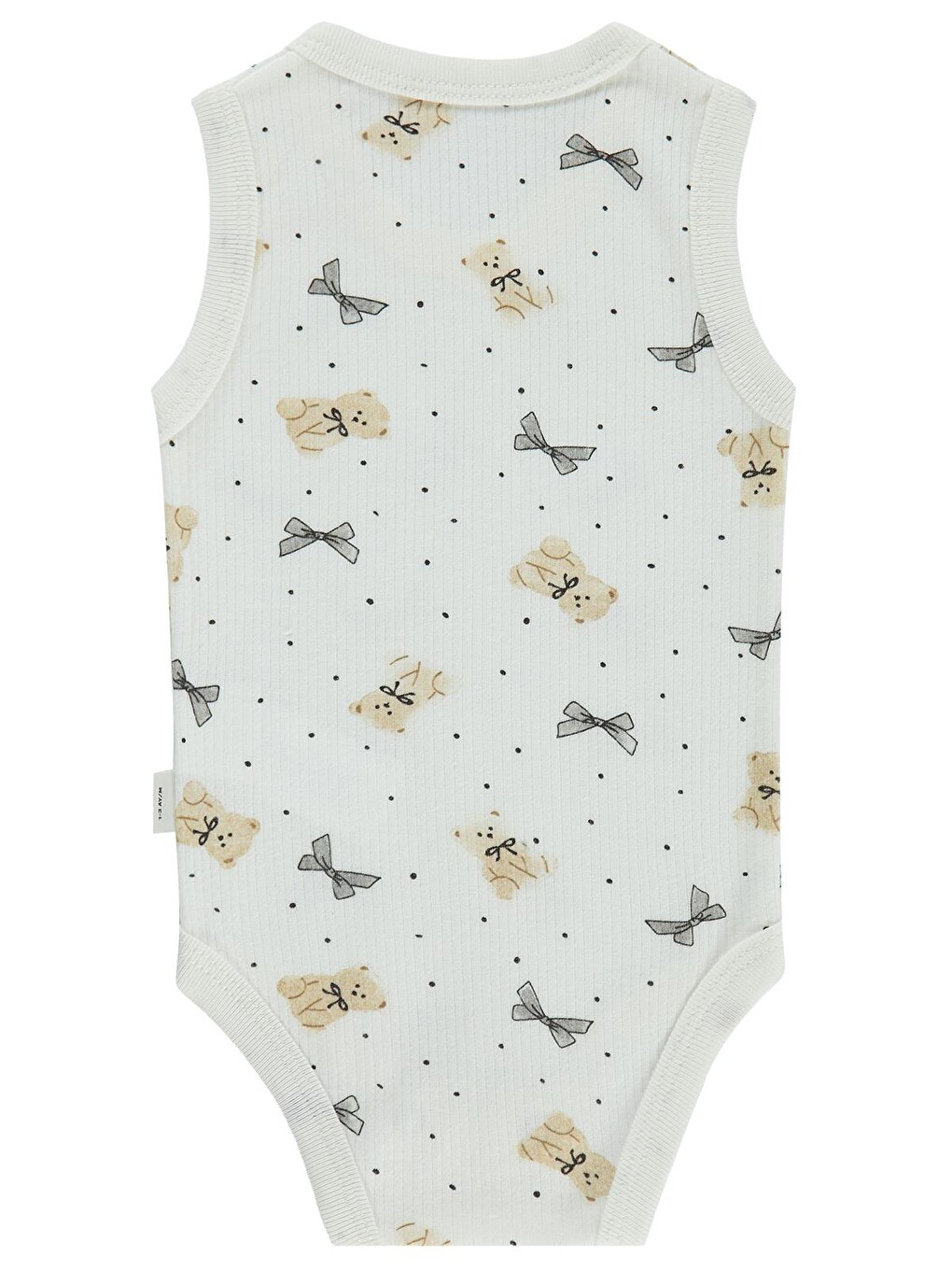 Baby Fiyonklu Ayıcık Empirme 1-36 Ay Çıtçıtlı Badi - Ekru-1