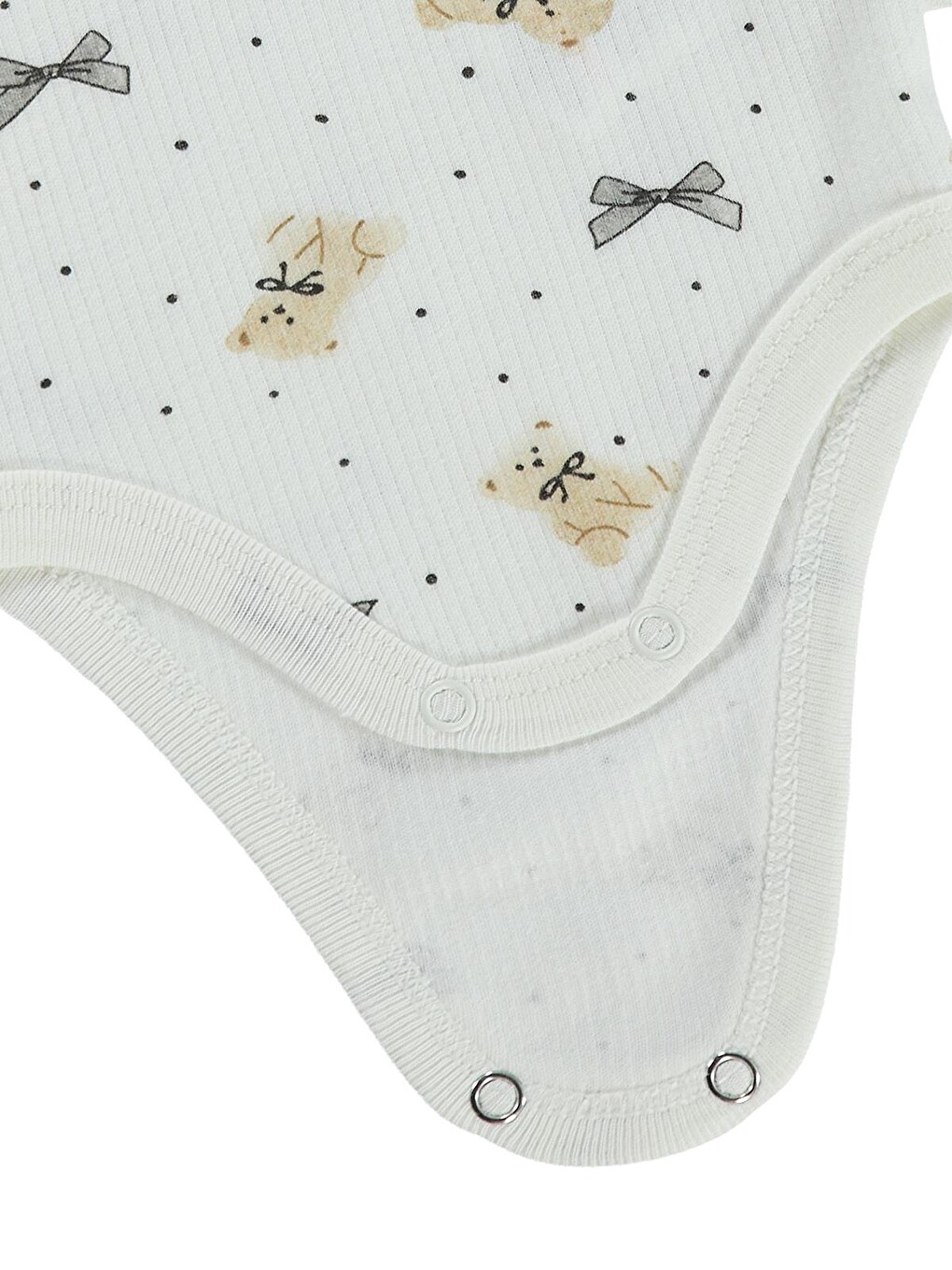 Baby Fiyonklu Ayıcık Empirme 1-36 Ay Çıtçıtlı Badi - Ekru-2