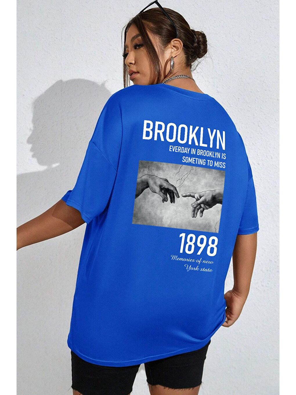 uyguntarz Mavi Unisex 1898 Brooklyn Baskılı T-shirt