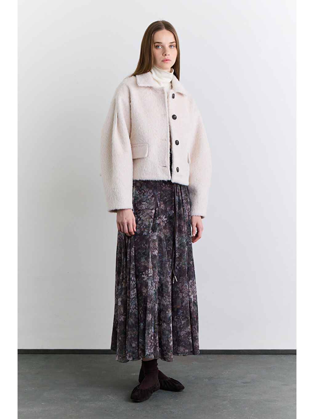 Lila Geniş Parçalı Desenli Etek Dark Romance-1