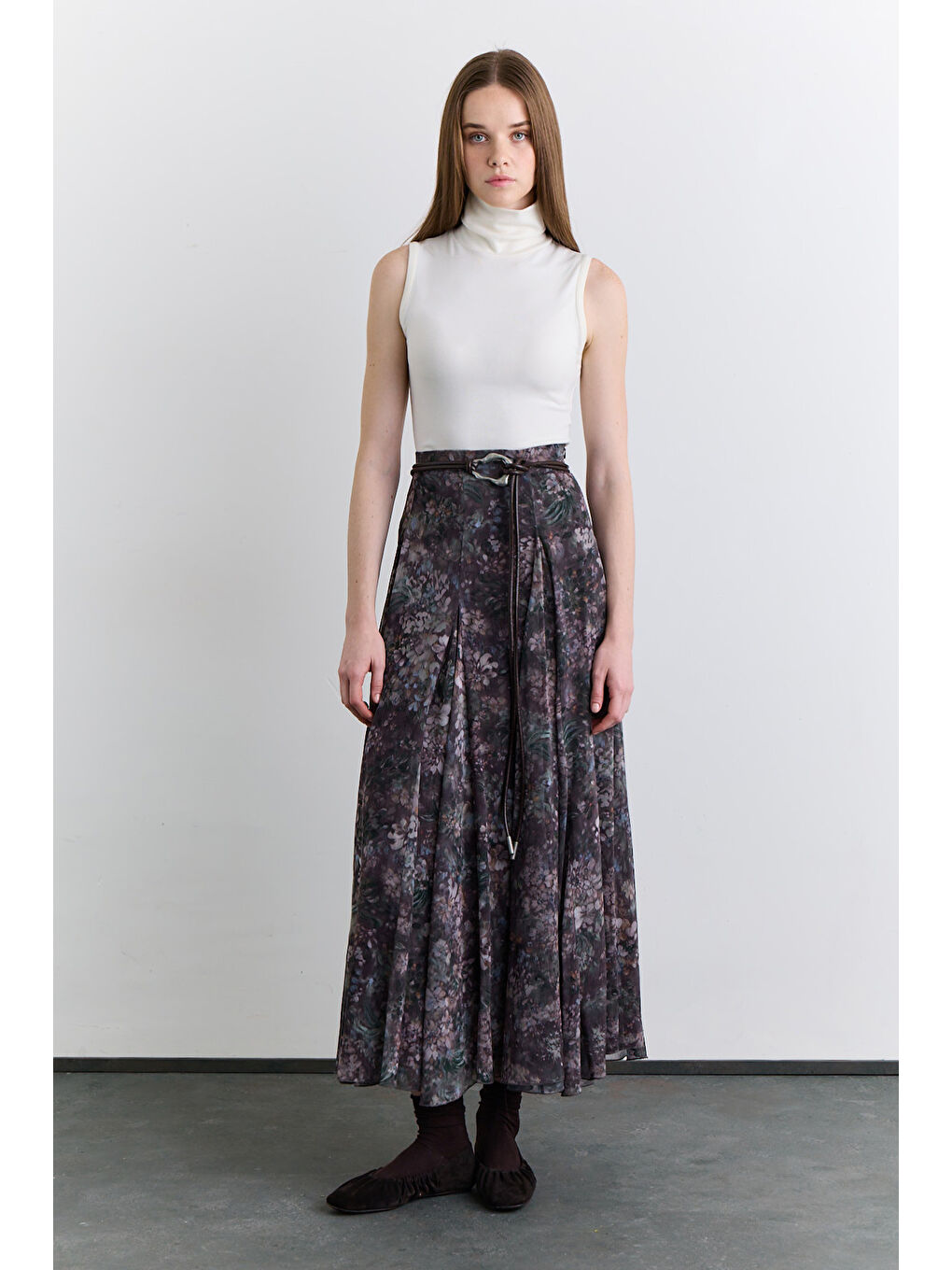 Lila Geniş Parçalı Desenli Etek Dark Romance-2