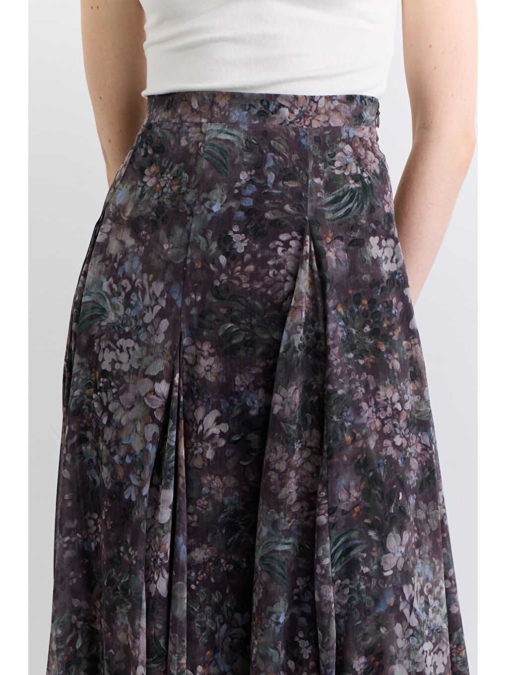 Lila Geniş Parçalı Desenli Etek Dark Romance-3