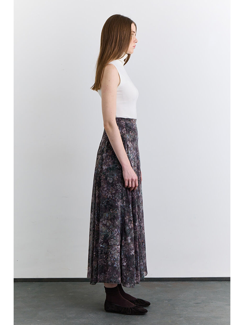 Lila Geniş Parçalı Desenli Etek Dark Romance-4