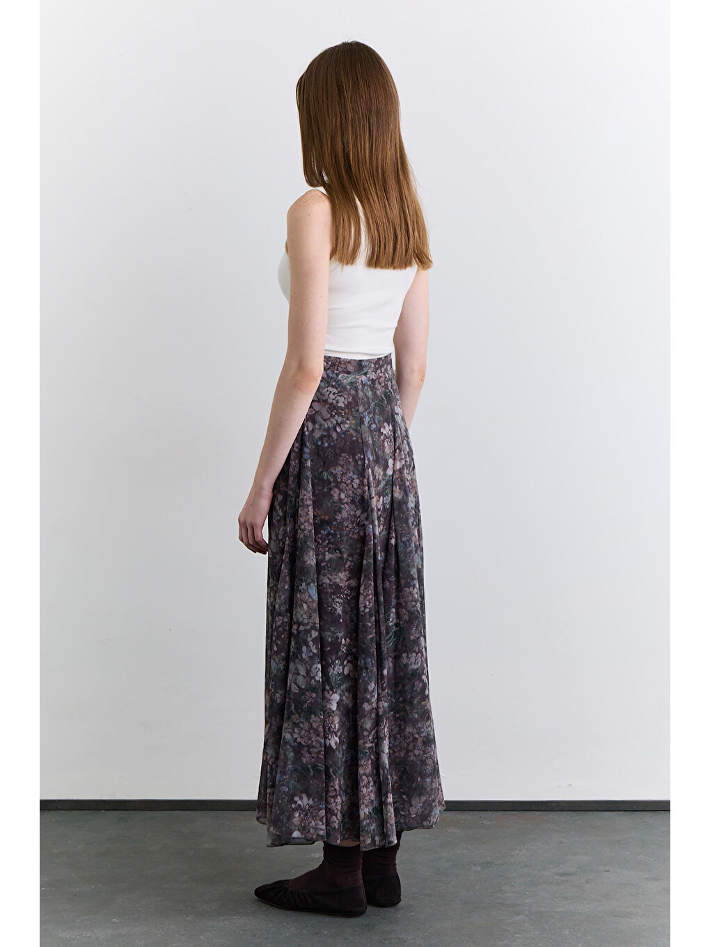 Lila Geniş Parçalı Desenli Etek Dark Romance-5