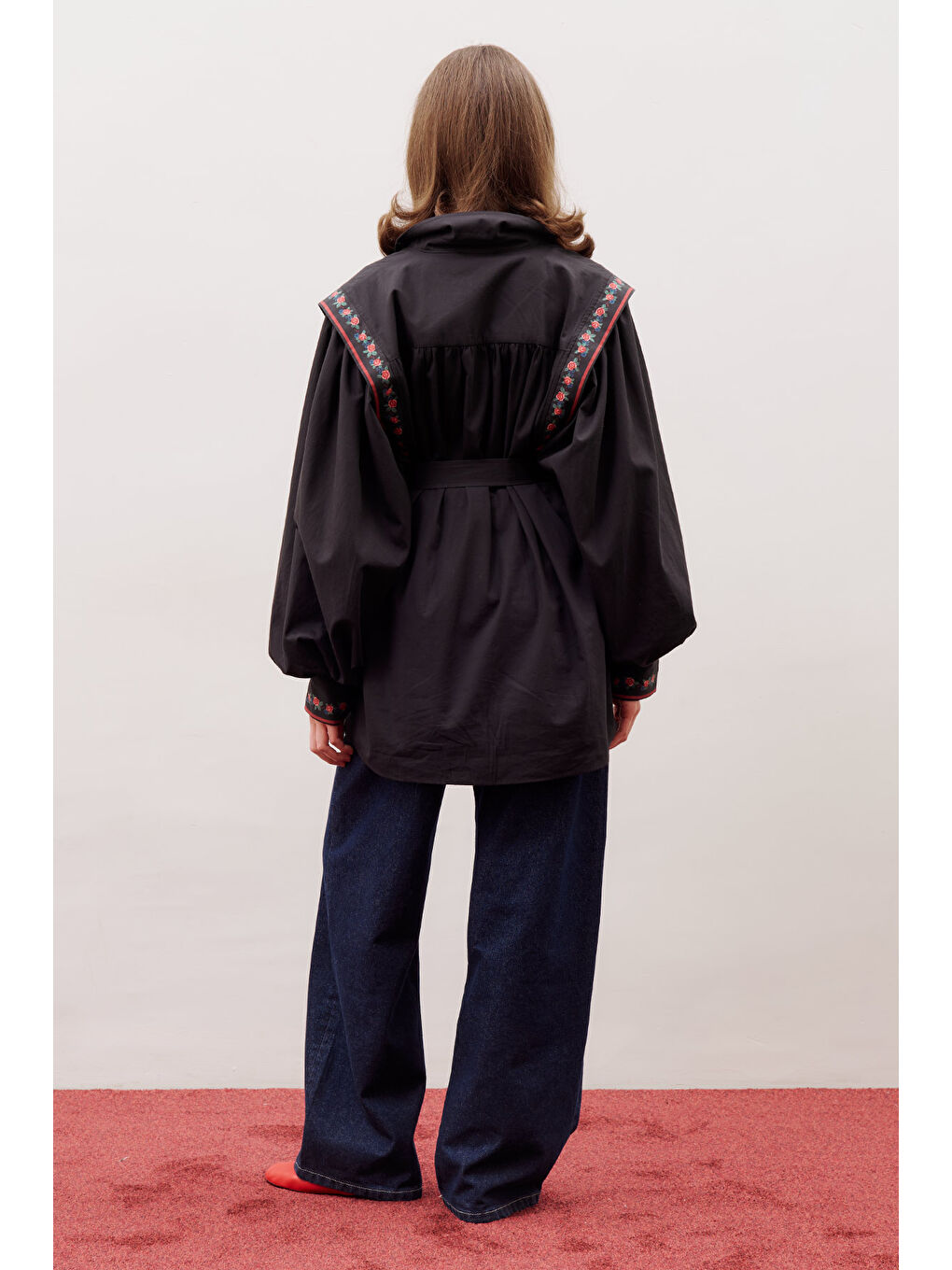 Siyah Nora Tasarım Gömlek Desenli-6