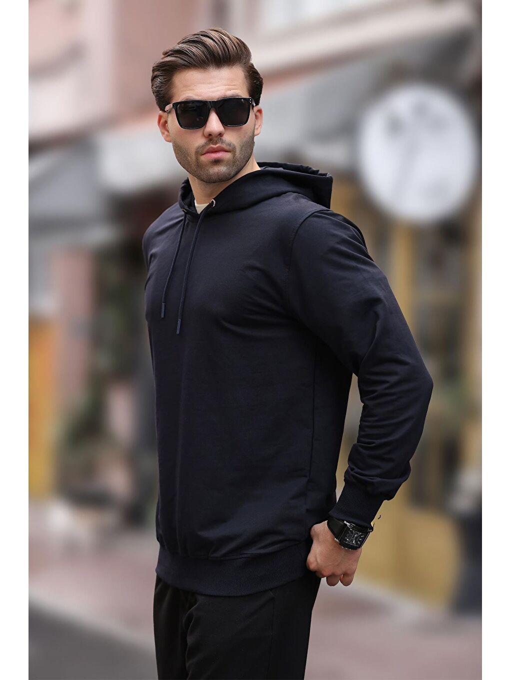 Lacivert Kapüşonlu Erkek Sweatshirt 7069-2