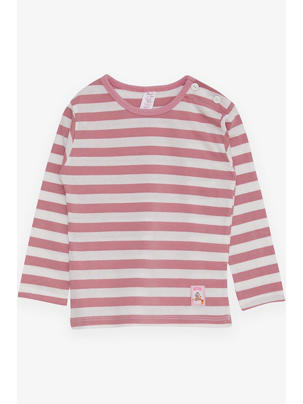 Pembe Kız Bebek Uzun Kollu Tişört Çizgili Gülkurusu (1 Yaş)