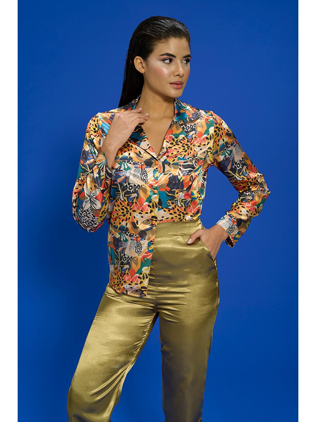 6'Lı Desenli Yeşil Pijama Takımı-5