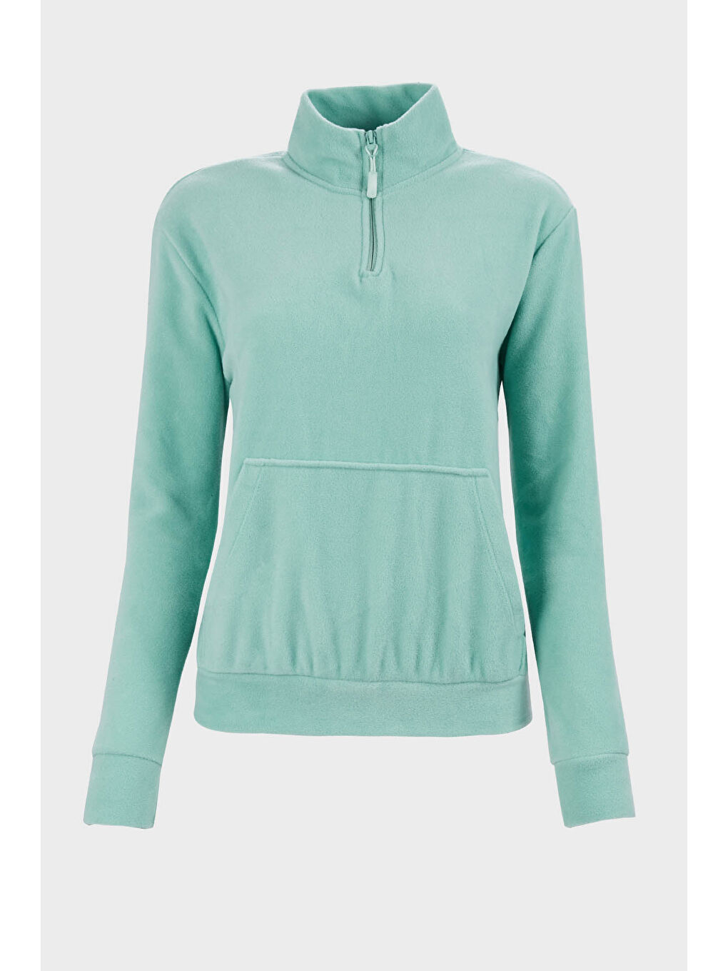 Yeşil Yarım Fermuarlı Dik Yaka Regular Fit Yumuşak Dokulu Kadın Polar 5827020