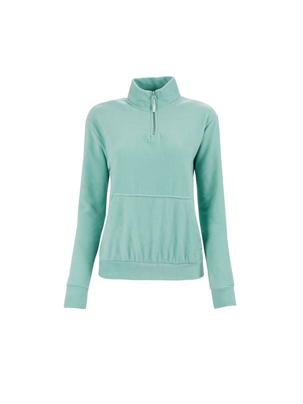 Yeşil Yarım Fermuarlı Dik Yaka Regular Fit Yumuşak Dokulu Kadın Polar 5827020-4