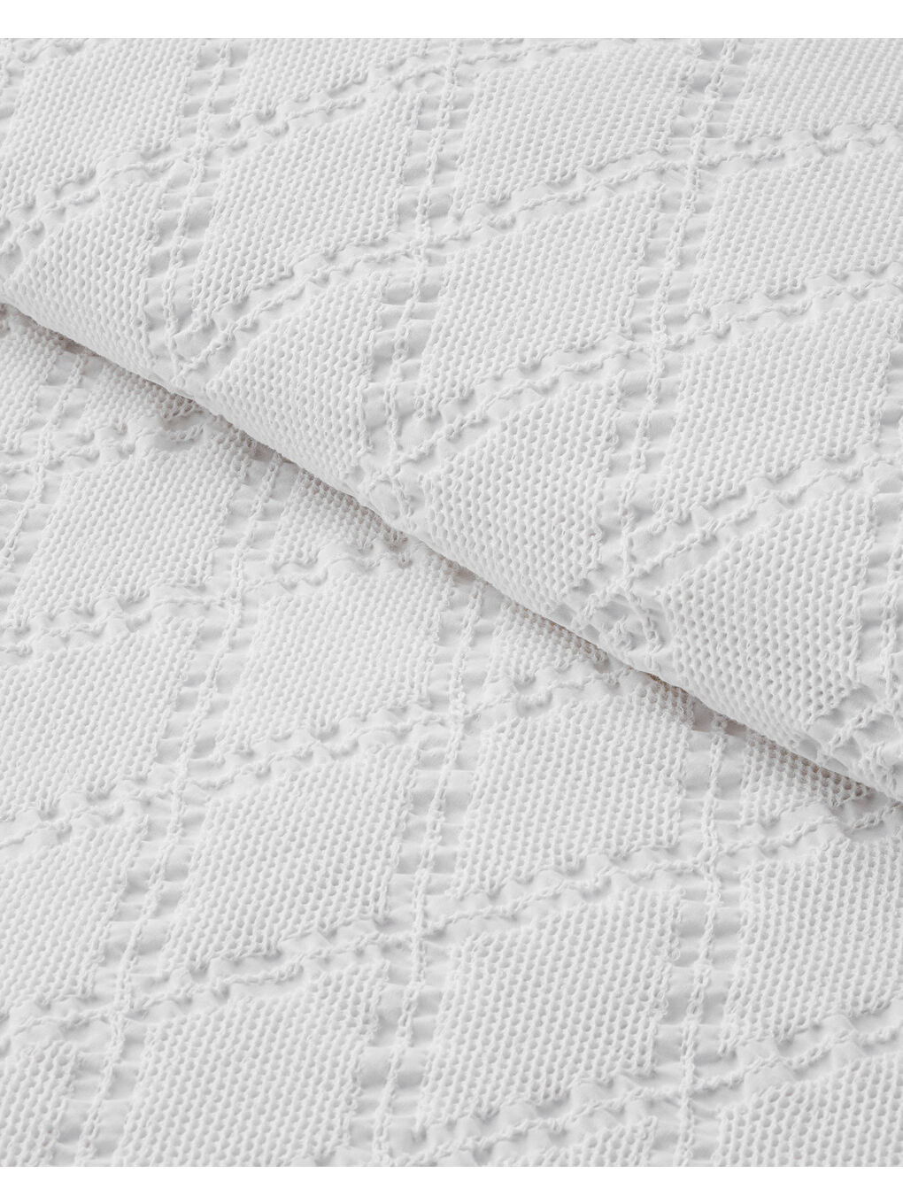 Elegant Dream Jakarlı Fırfırlı Çift Kişilik Pike 200x220 cm Beyaz-2