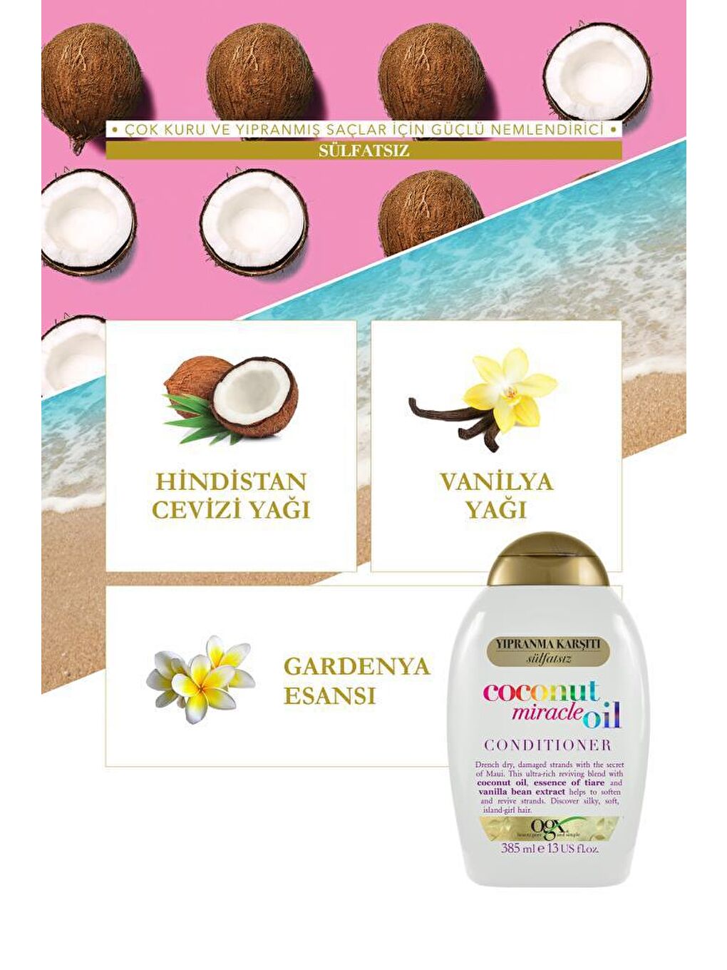 OGX Renksiz Yıpranma Karşıtı Coconut Miracle Oil Sülfatsız Bakım Kremi  385 ml - 2