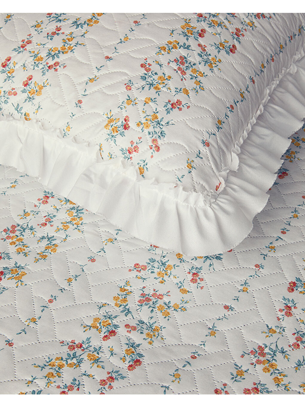 Bloomy Stripe Çift Taraflı Çift Kişilik Yatak Örtüsü Takımı Turuncu-3