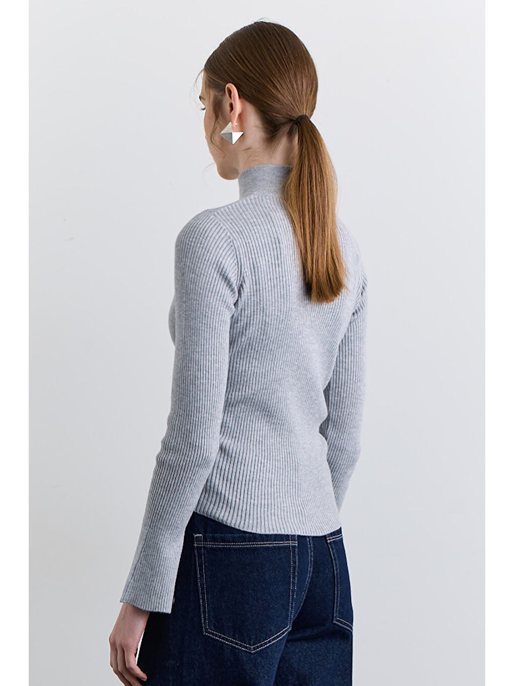 Çapraz Kapamalı Hırka Gri-4