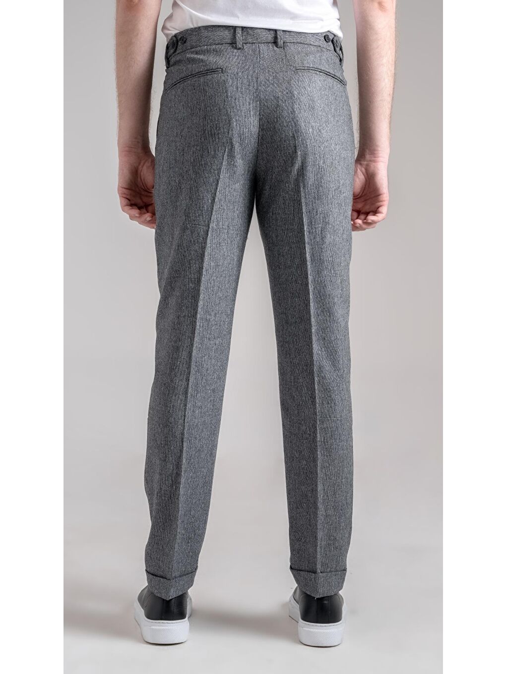 Giotelli Antrasit Slim Fit Yünlü Duble Paça Dokuma Kumaş Normal Bel Standart Boy Erkek Pantolon-1
