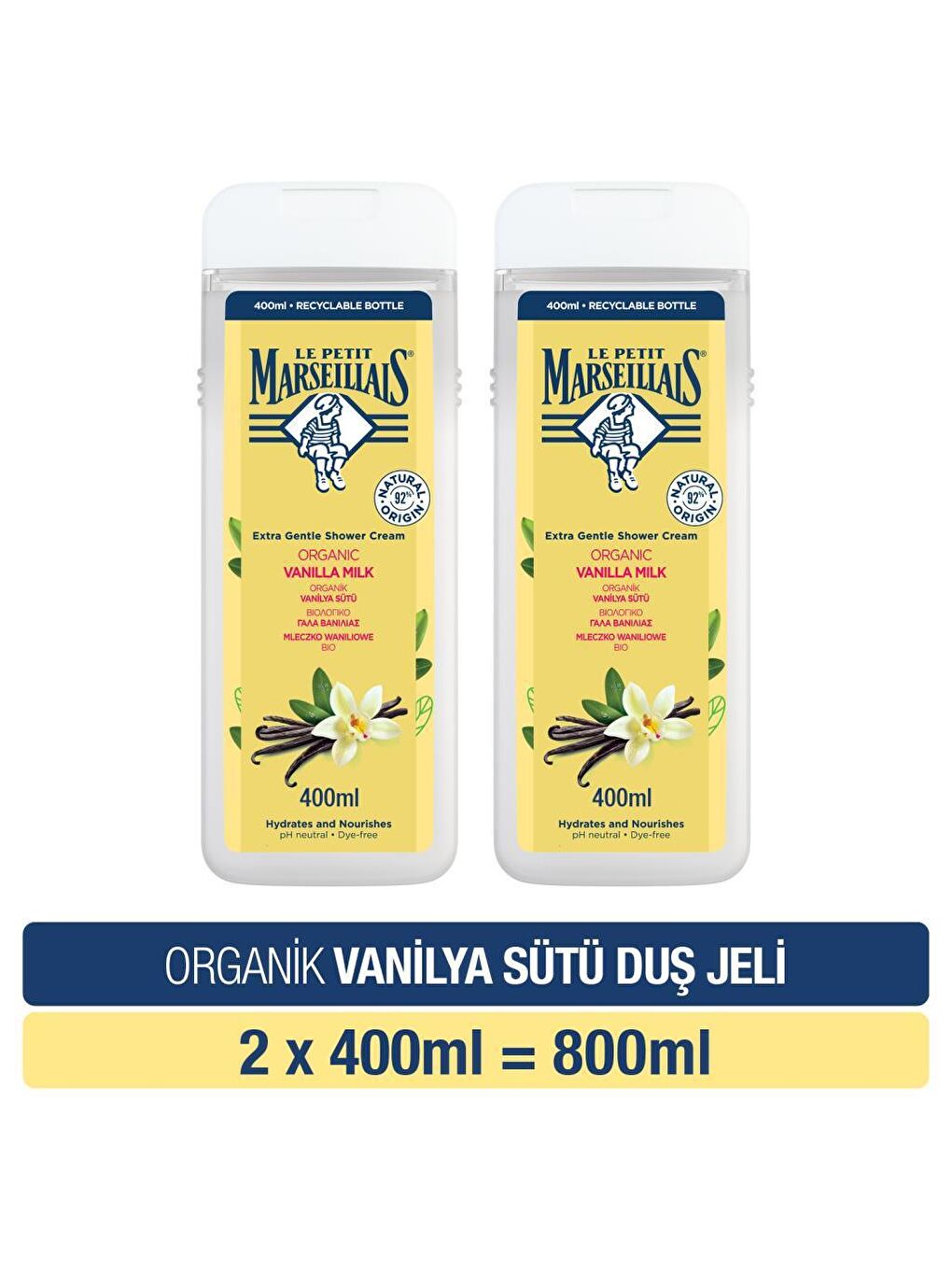 Le Petit Marseillais Renksiz Vanilya Sütü Duş Jeli 2x400 Ml