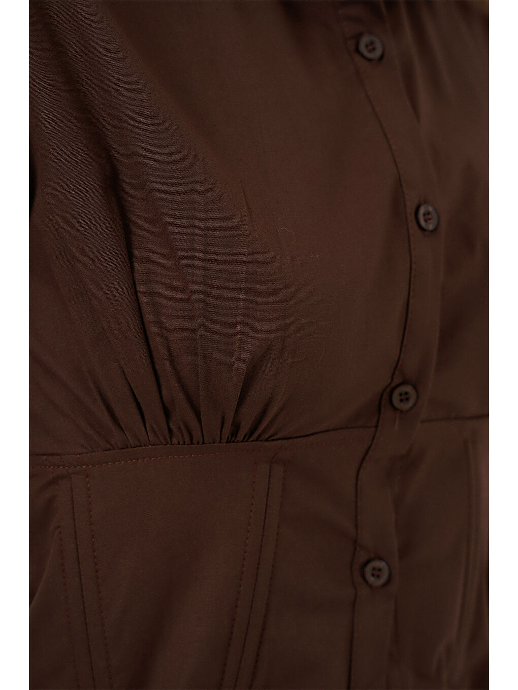 20231 Slim Fit Poplin Gömlek - Kahverengi-4