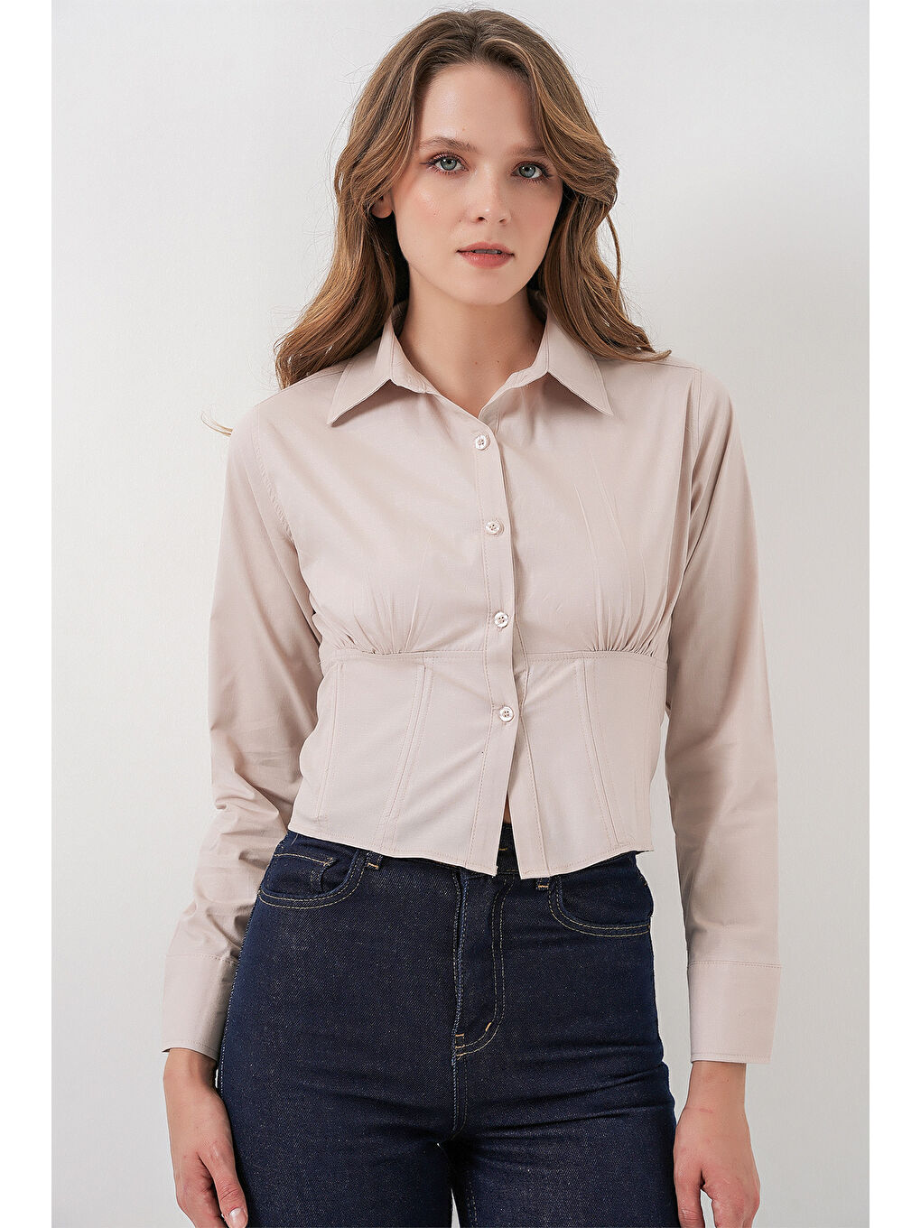 Ekru 20231 Slim Fit Poplin Gömlek - Krem-1