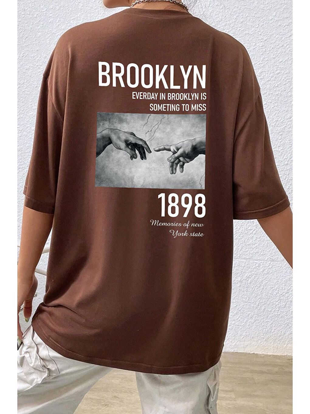 uyguntarz Kahverengi Unisex 1898 Brooklyn Baskılı T-shirt