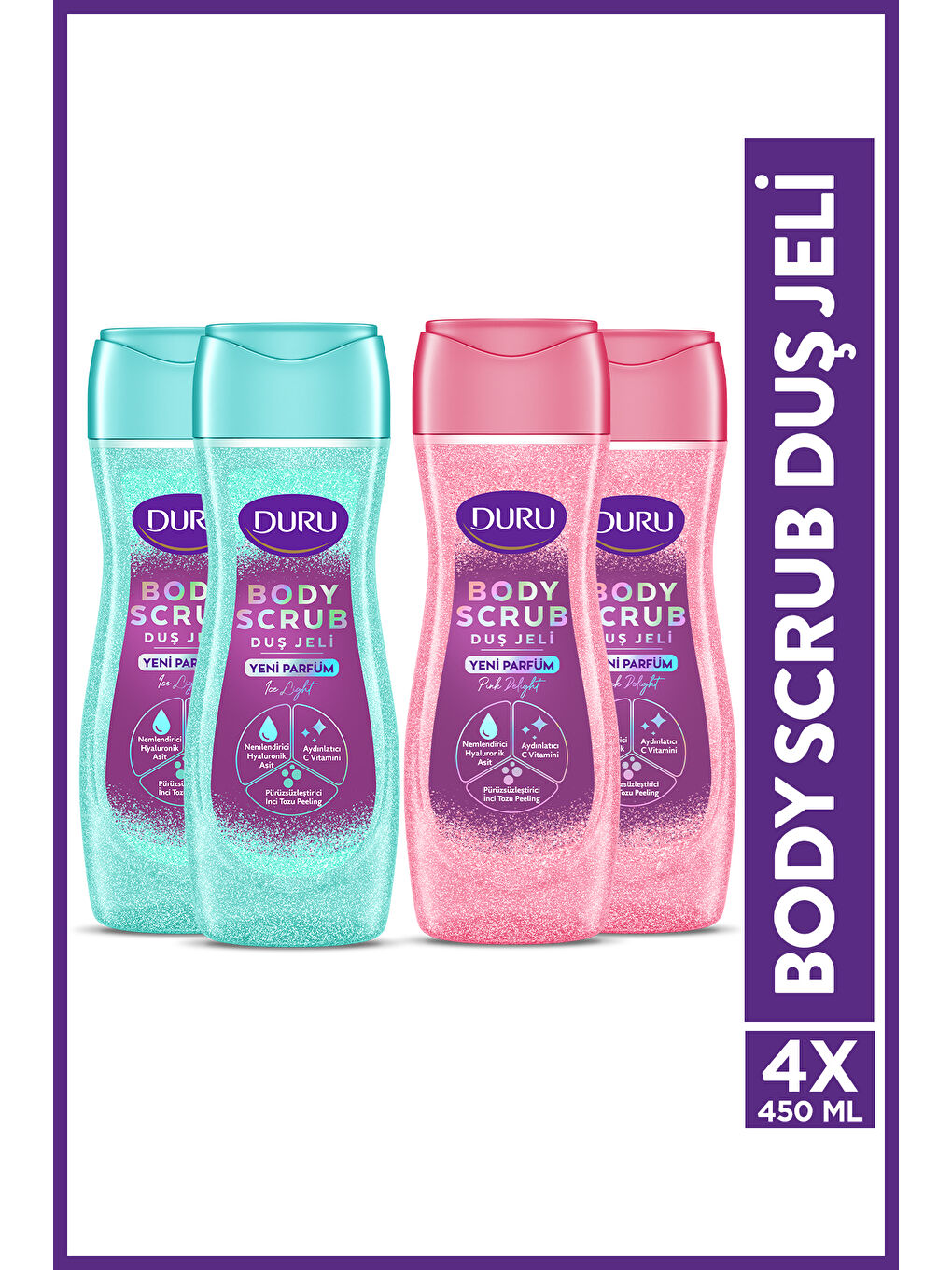 Body Scrub Pınk Delıght & Ice Lıght Duş Jeli 4X450 Ml