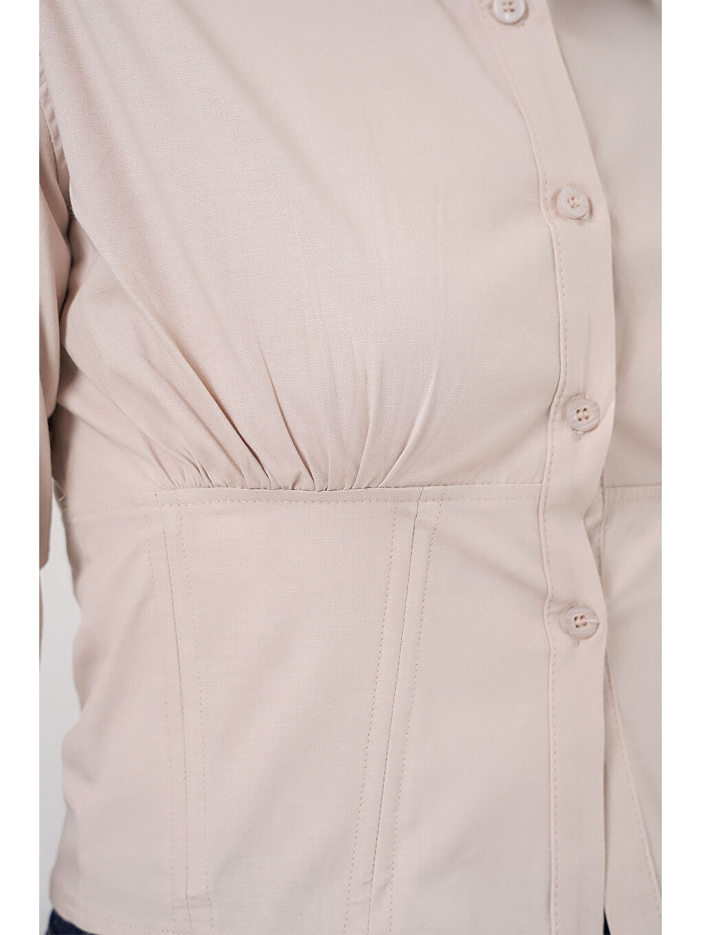 Ekru 20231 Slim Fit Poplin Gömlek - Krem-4