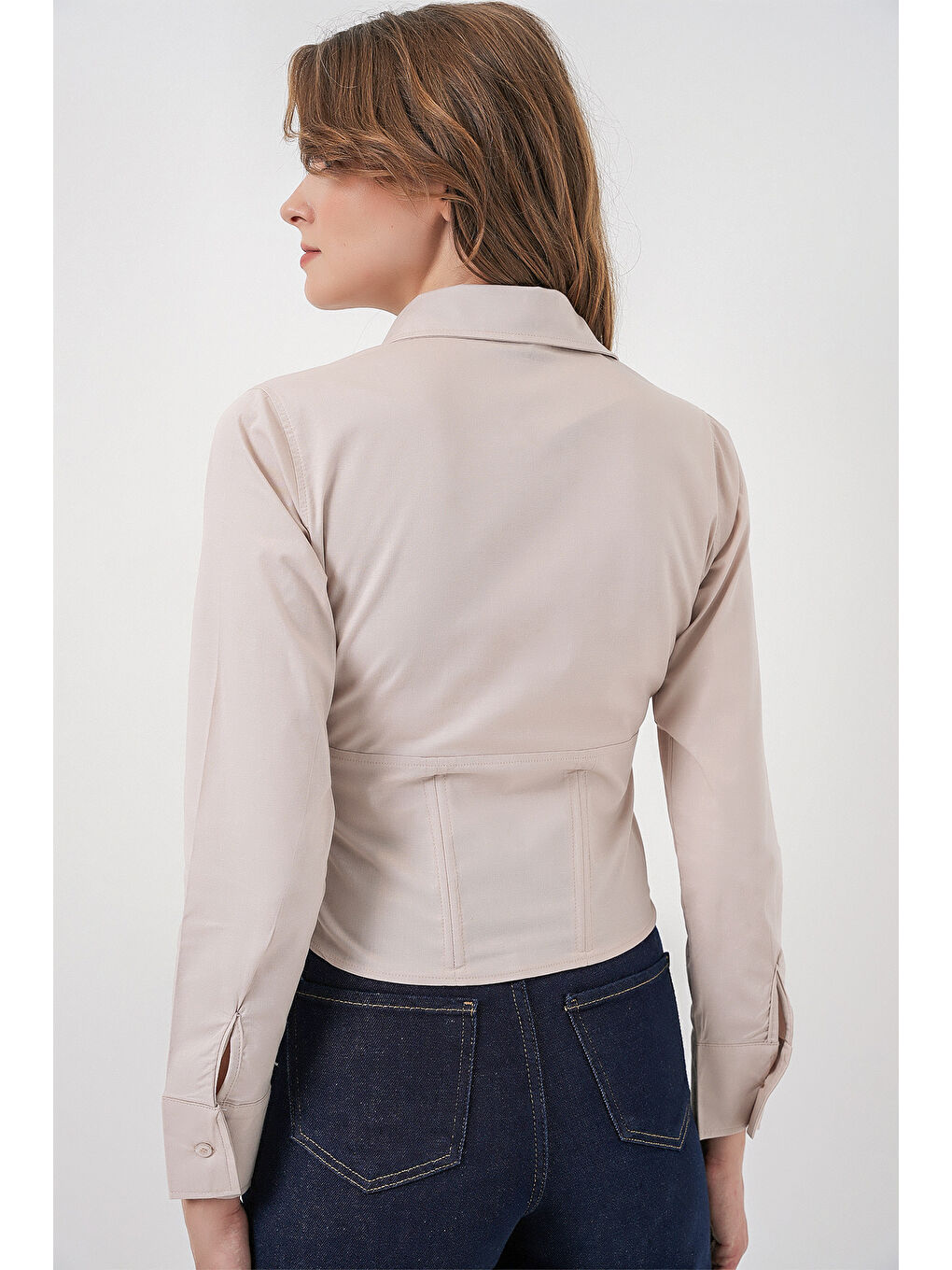 Ekru 20231 Slim Fit Poplin Gömlek - Krem-5