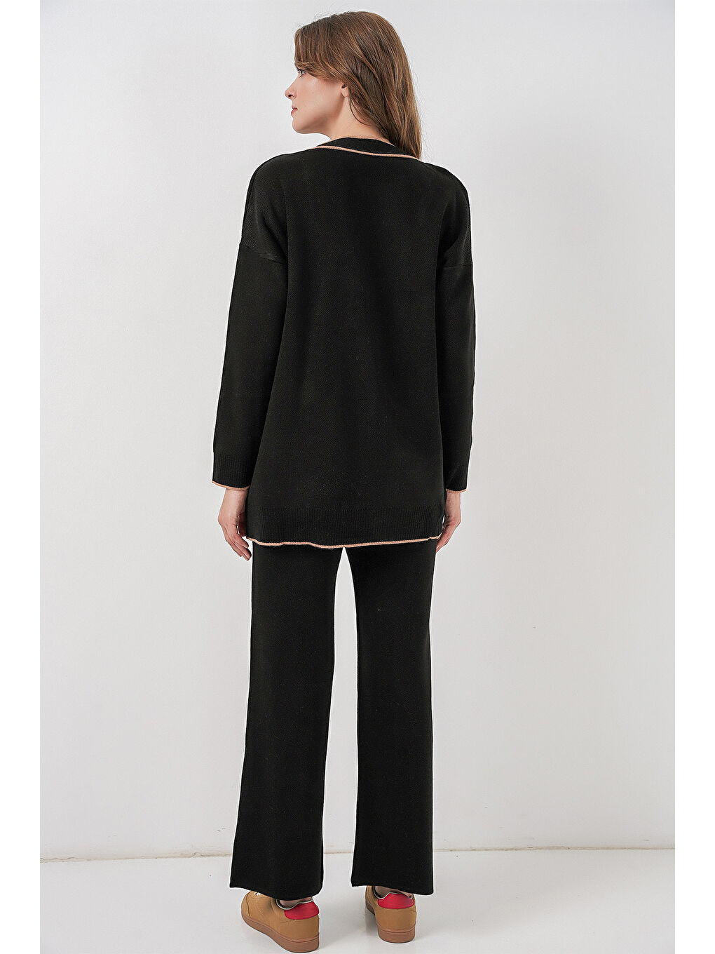 Kadın Cepli Hırka Triko İkili Takım 15964 - Siyah-5