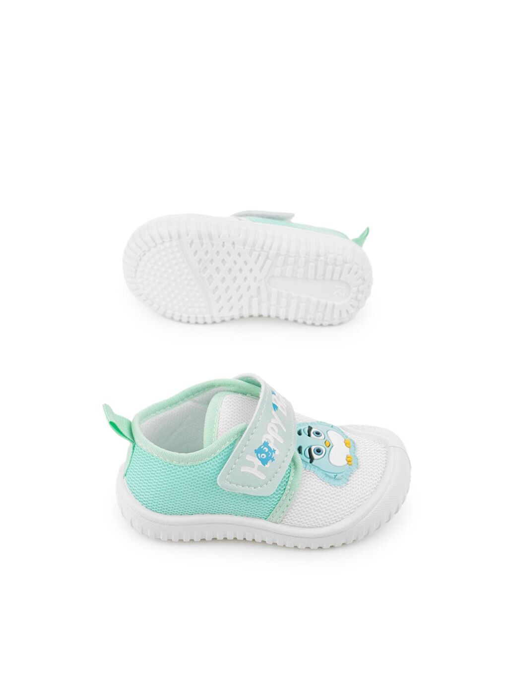 Yeşil Yazlık Keten Kız Bebe Happy Birds Cırtlı Ayarlanabilir Ayakkabı-4