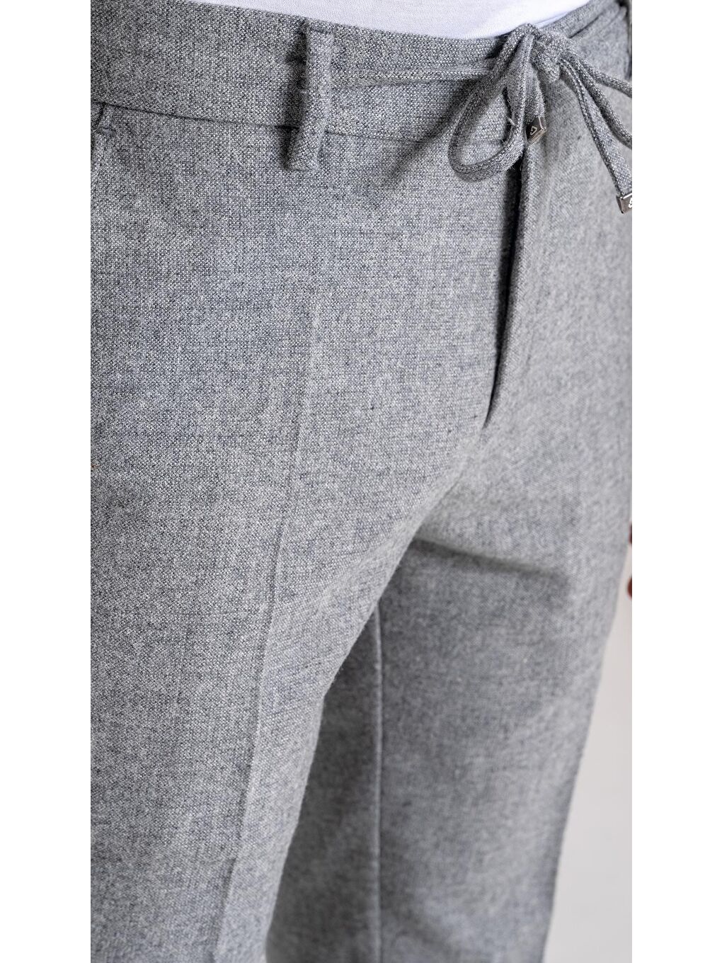 Giotelli Gri Slim Fit Yünlü Yan Cepli Casual Pantolon-2