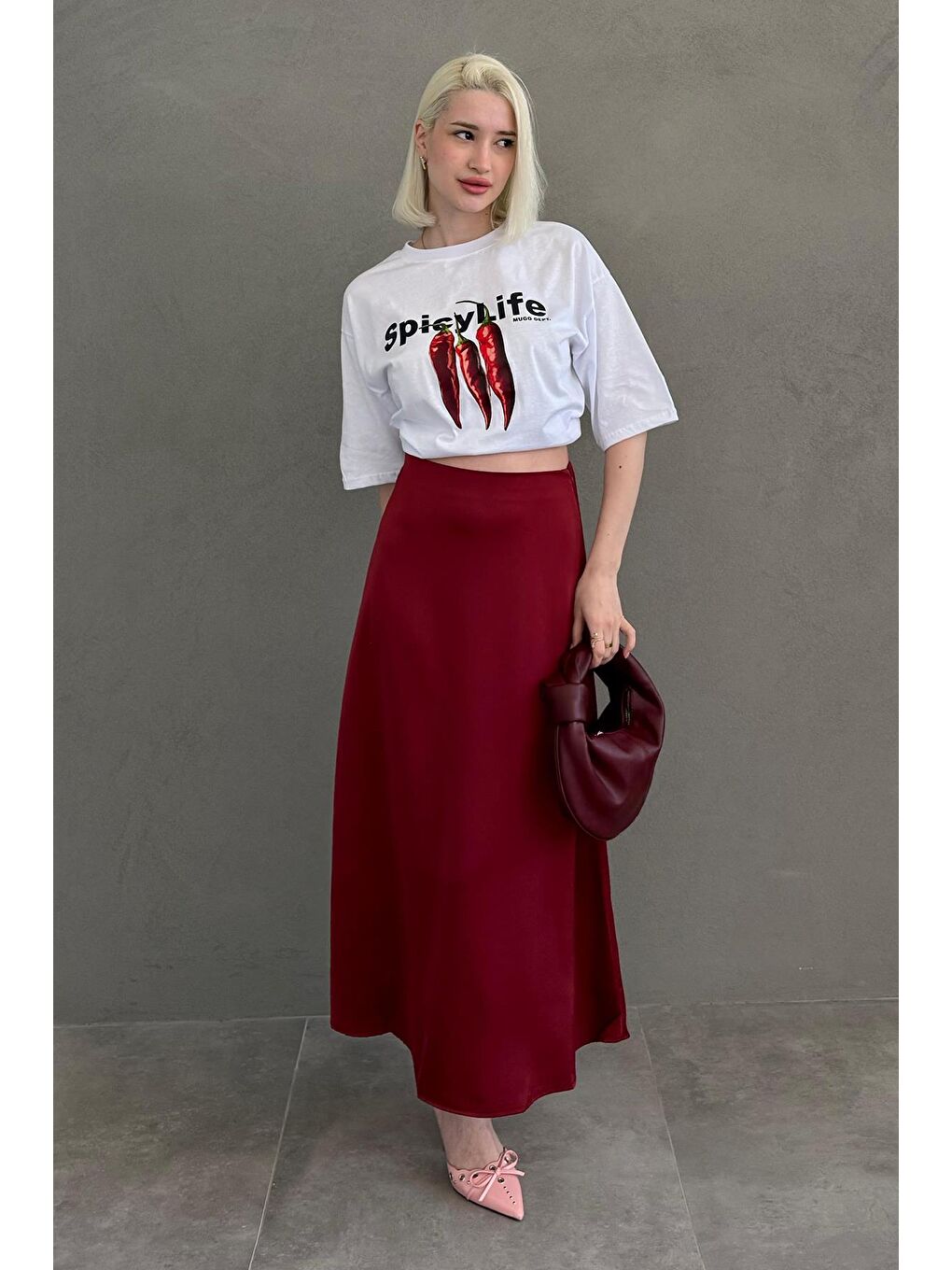 Beyaz %100 Pamuklu Baskılı Kadın Tişört Mg2452-1