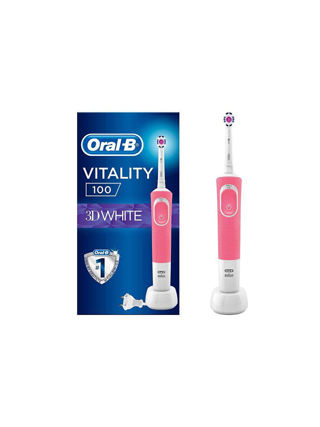 Oral-B Pembe Vitality D100 3D White Şarjlı Diş Fırçası Pembe