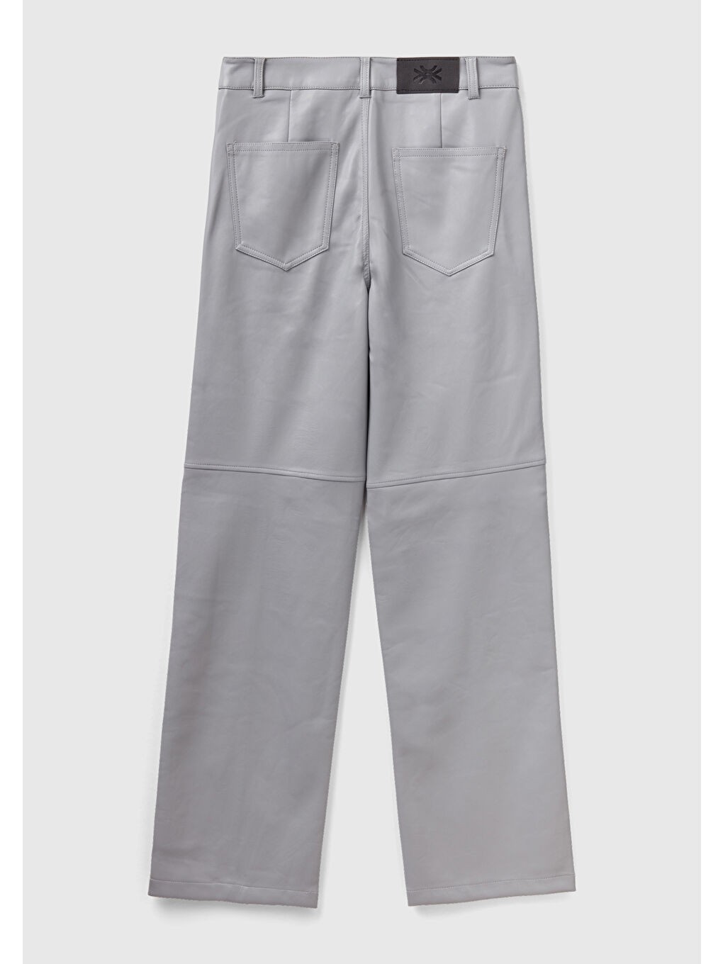 Kadın Açık Gri Suni Deri Beş Cepli Pantolon-3