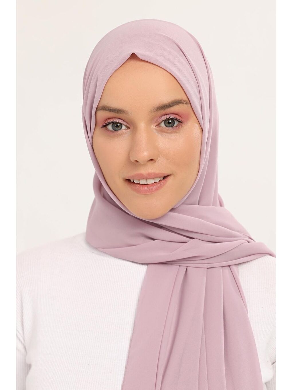 Pembe Hazır Pratik Lüks Boyunluklu Boneli Şifon Şal-2