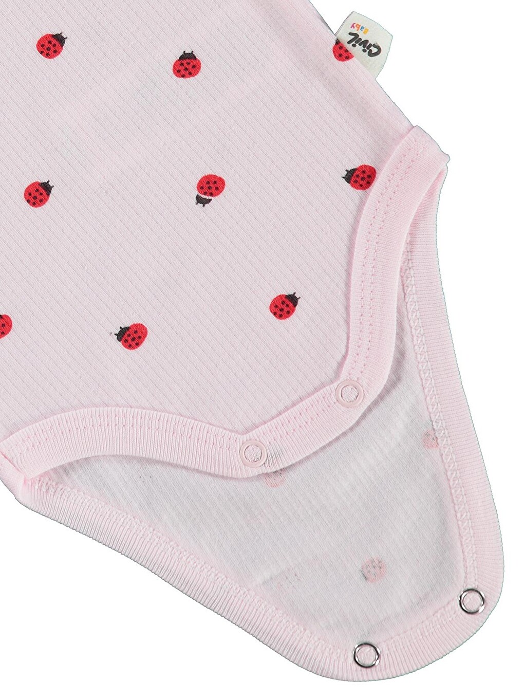 Baby Uğur Böceği Empirme 0-3 Yaş Çıtçıtlı Badi - Pembe-2
