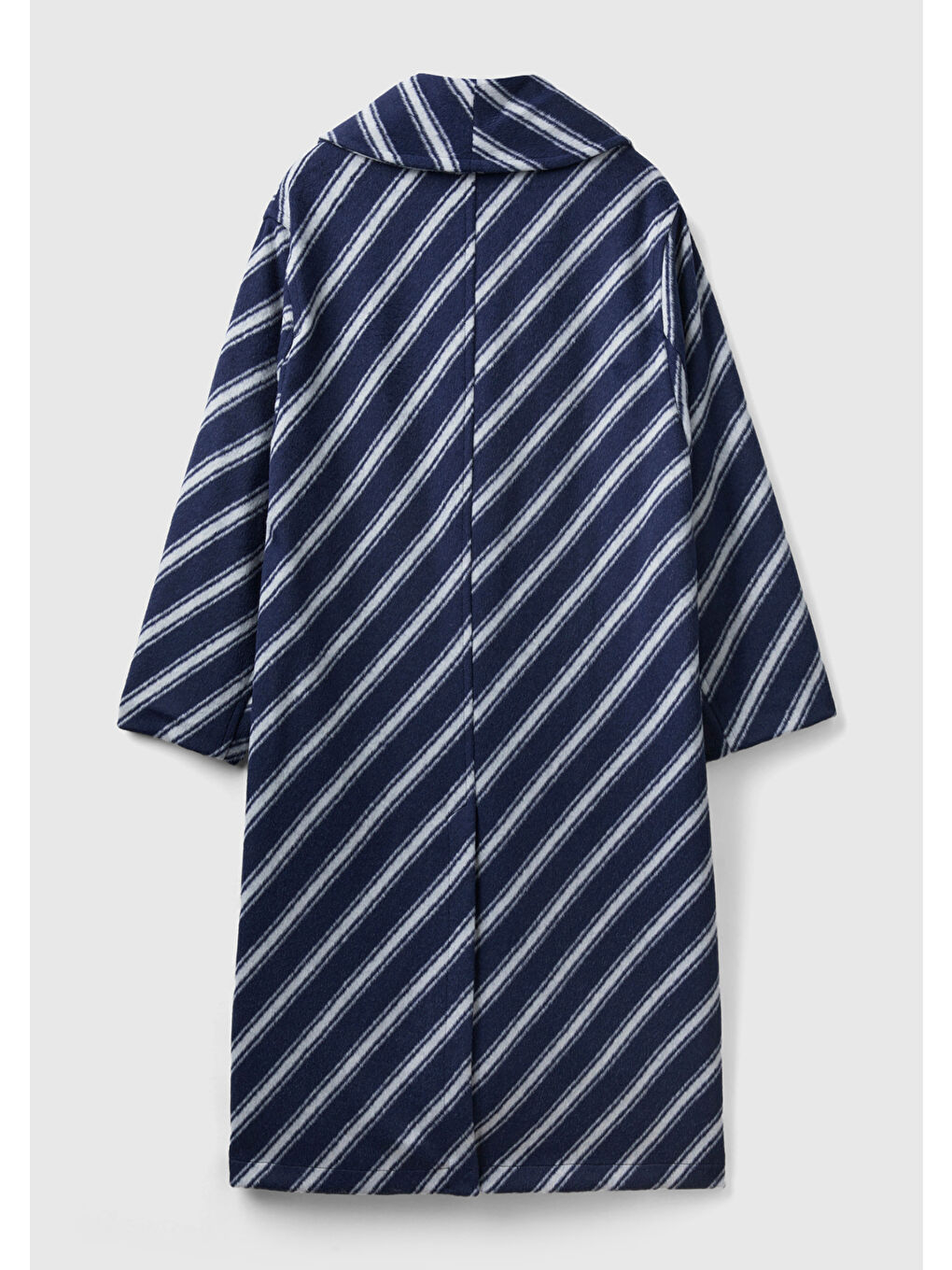 Kadın Lacivert ÇaprazÇizgili Palto-3