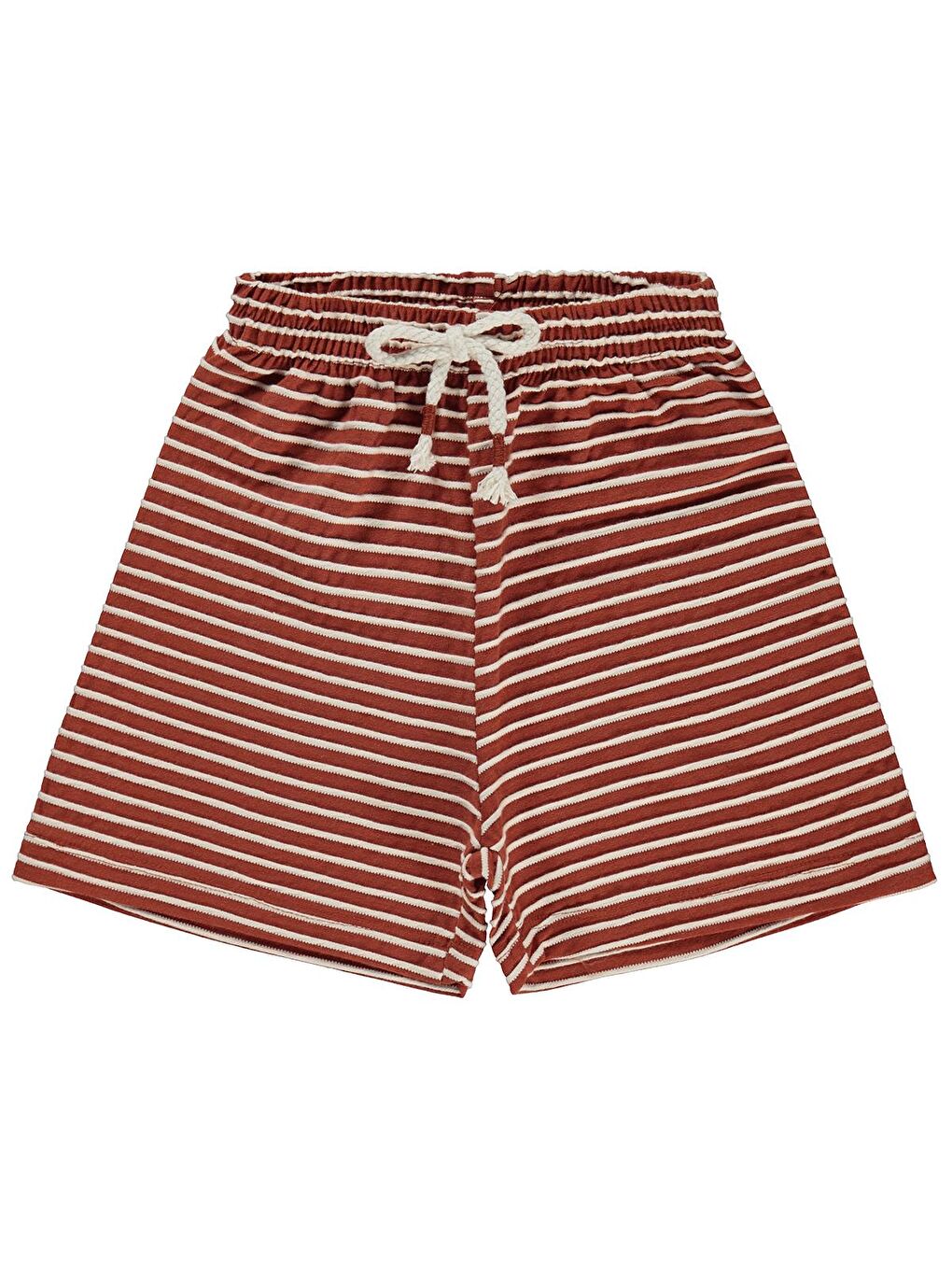 Kahverengi Boys Kabartma Çizgili 2-5 Yaş Şort - Turuncu 5-6 Yaş