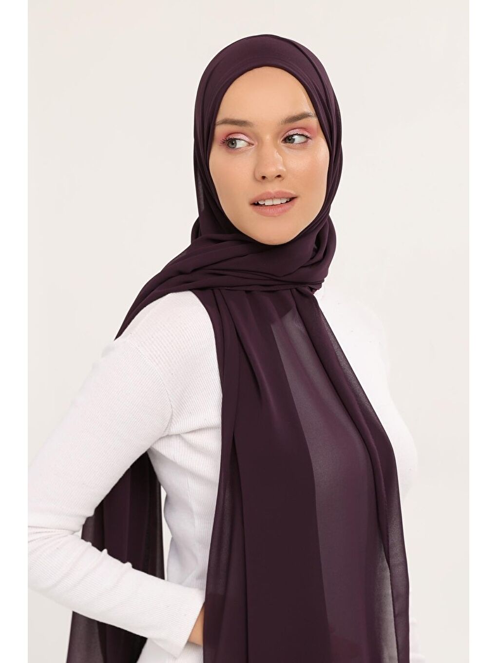Mürdüm Hazır Pratik Lüks Boyunluklu Boneli Şifon Şal-2