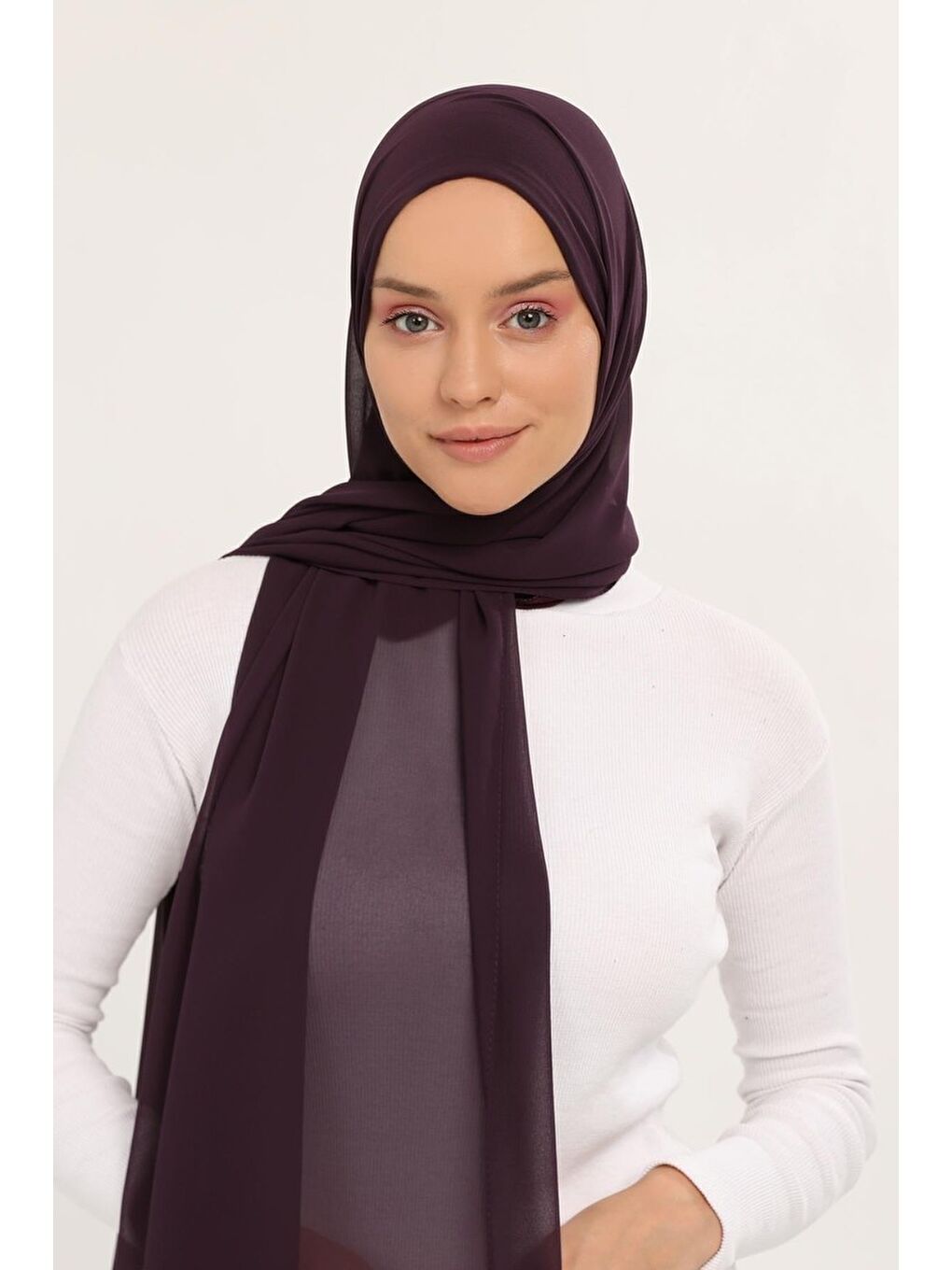 Mürdüm Hazır Pratik Lüks Boyunluklu Boneli Şifon Şal-3