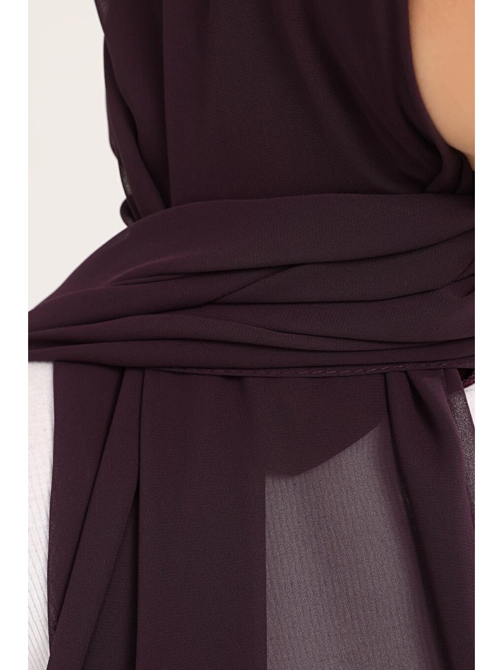 Mürdüm Hazır Pratik Lüks Boyunluklu Boneli Şifon Şal-4