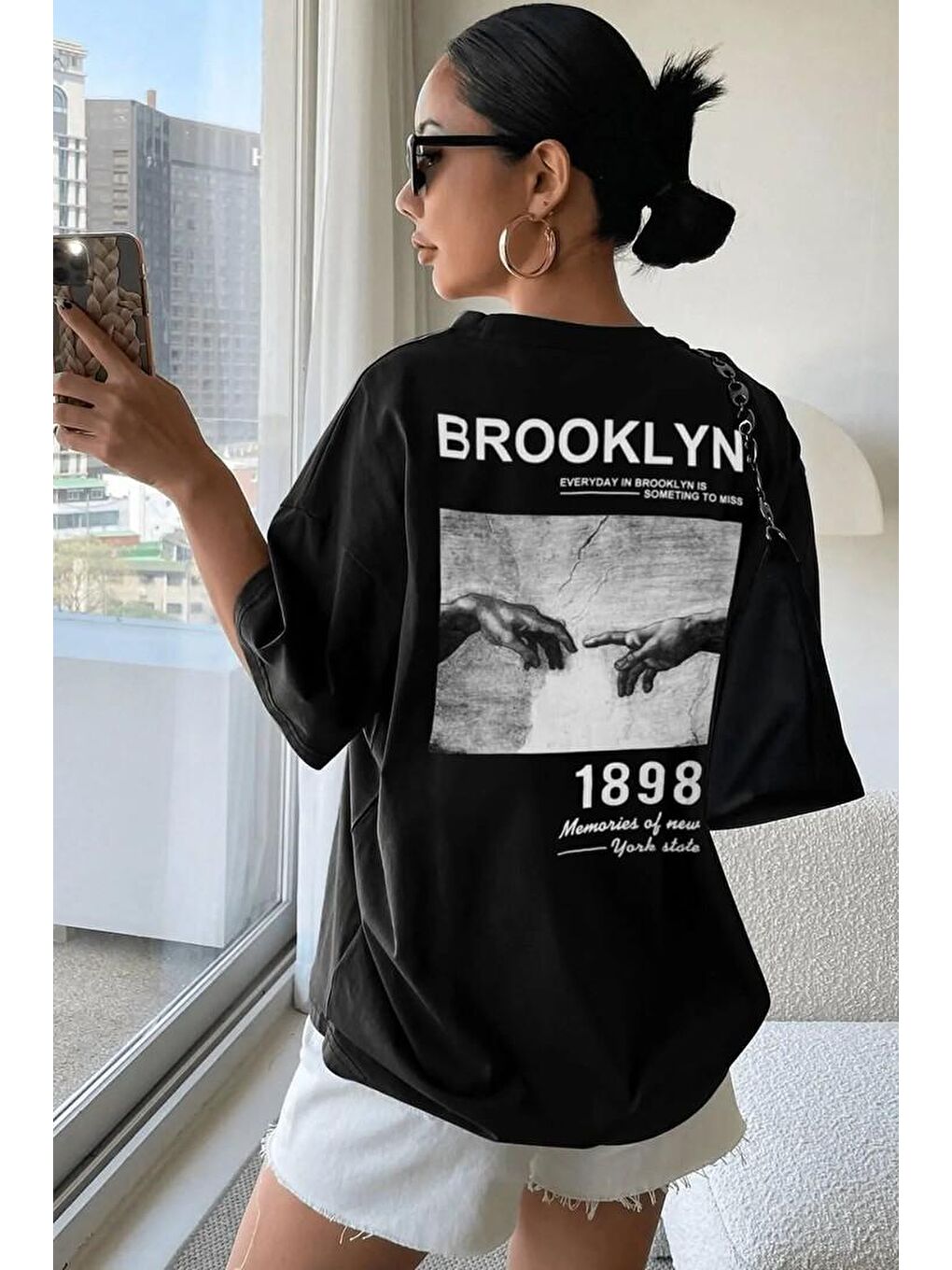 uyguntarz Siyah Unisex 1898 Brooklyn Baskılı T-shirt