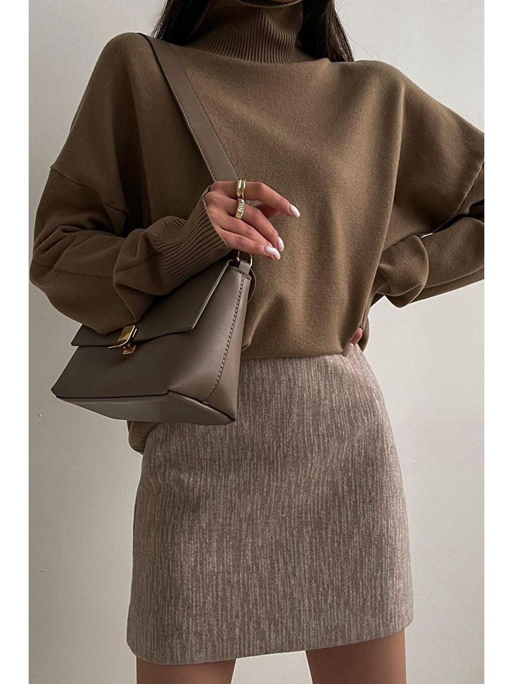 Kahverengi Balıkçı Yaka Kazak MG1252