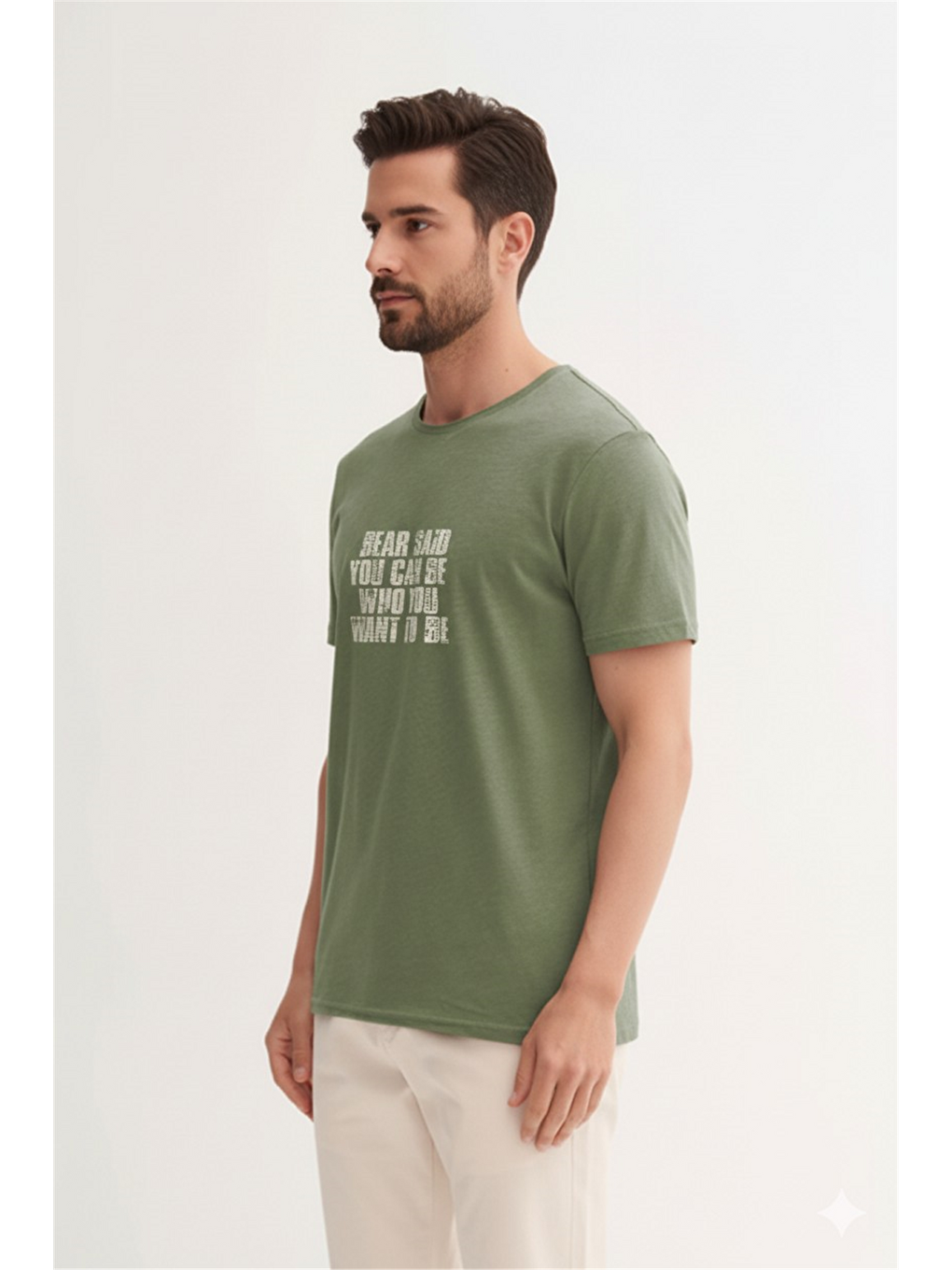 Bear Said Soluk Yeşil Erkek Baskılı Tişört-1