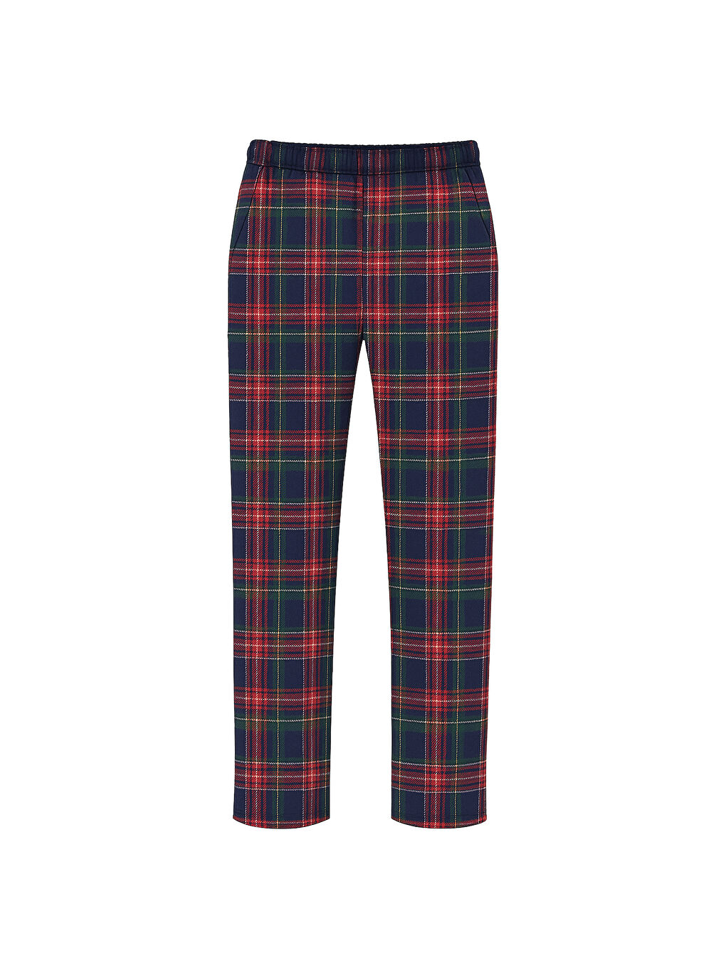 Erkek Pamuklu Göğüs Cepli Lacivert- Kırmızı Ekose Desenli Uzun Kollu Cep Detaylı Pijama Takımı-2