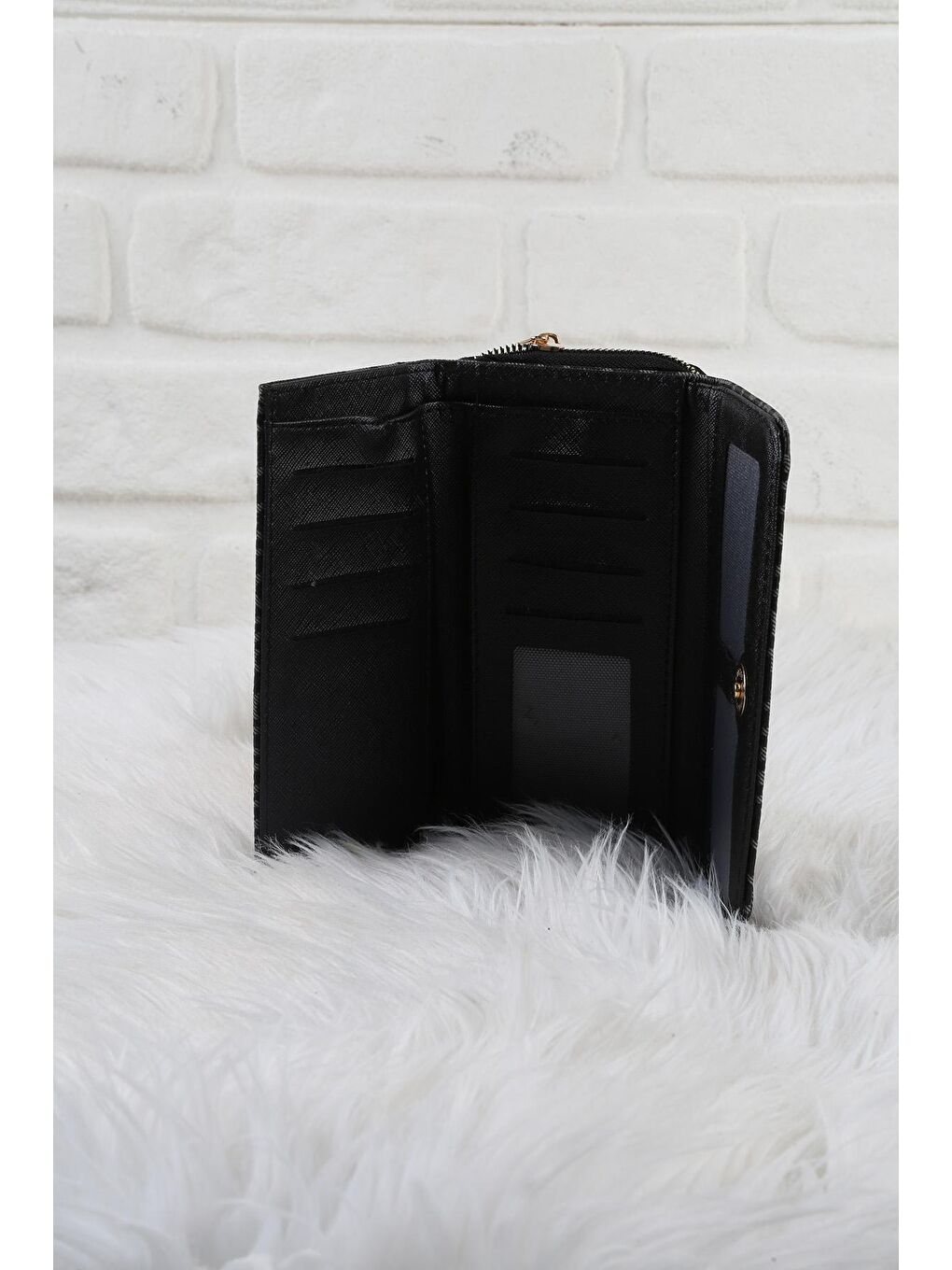 Siyah Yazı Baskılı Cüzdan/Para Çantası-1