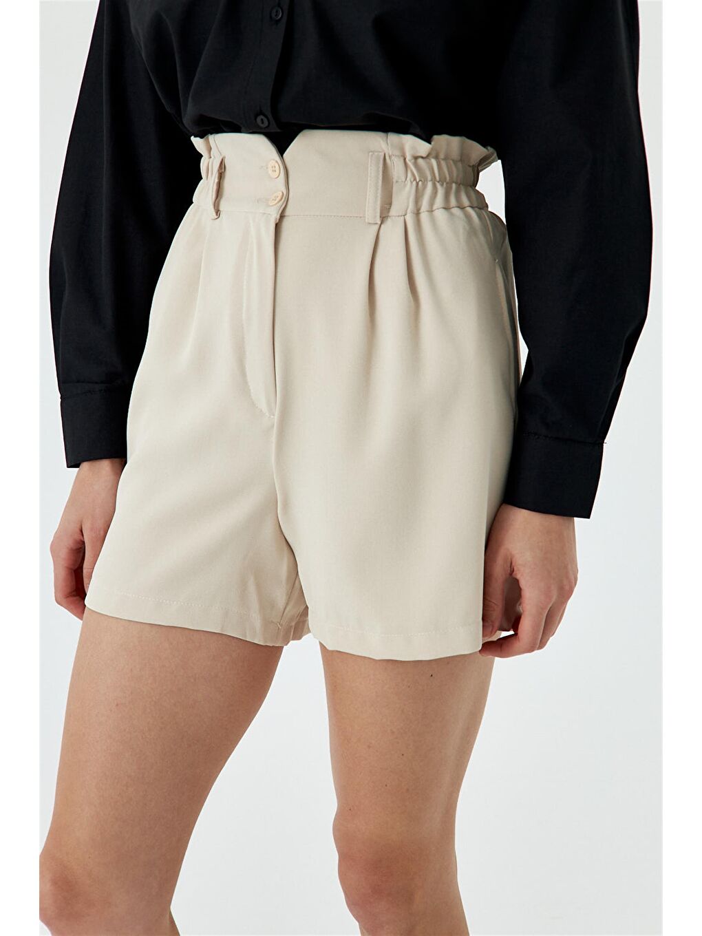 Bermuda Bej Kadın Şort-5