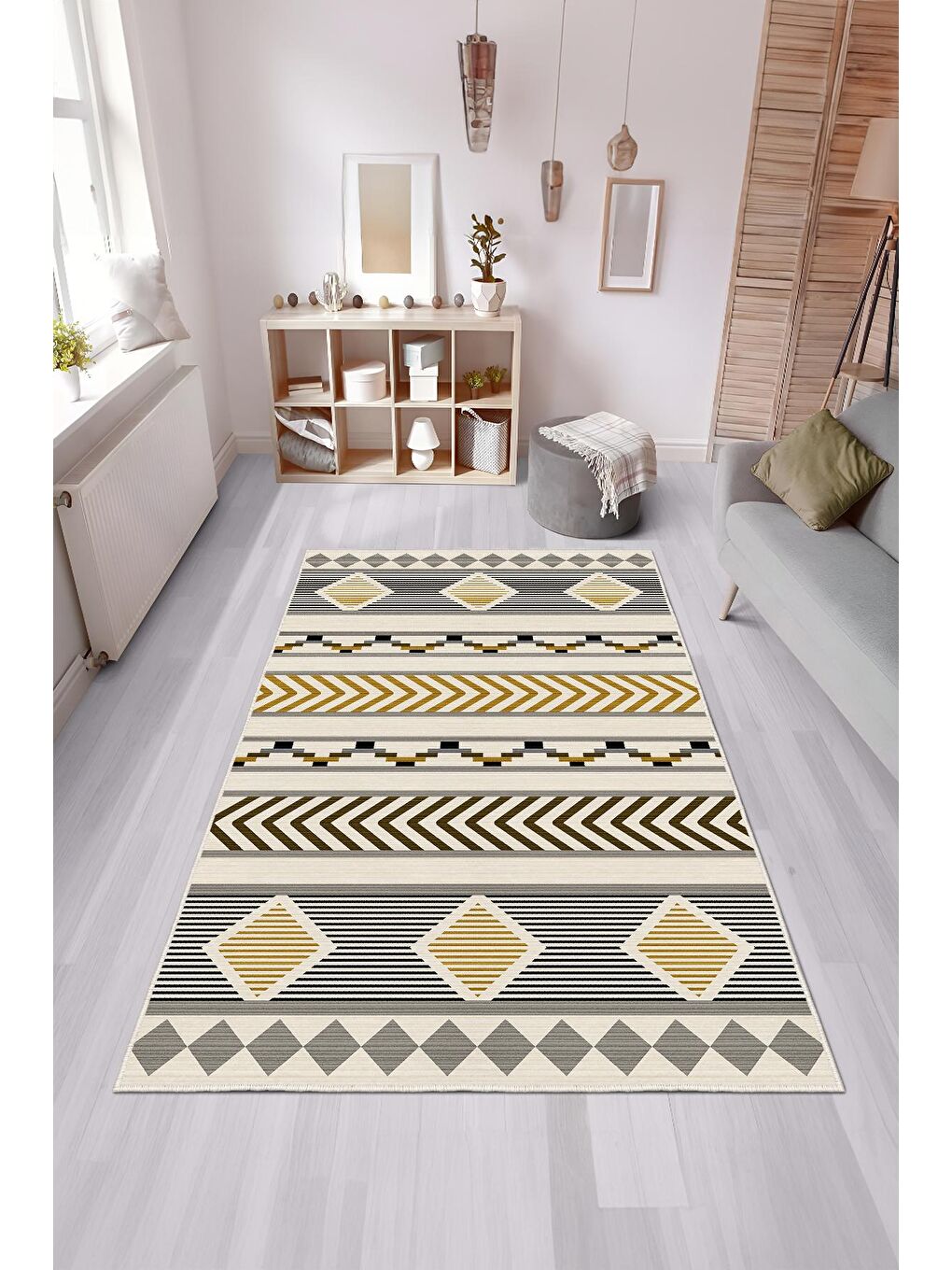 Yeşil Özel Tasarım, Kaymaz Taban, İnce, Yıkanabilir, Modern Halı WOOKECE1454 60x100